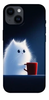 Чехол на Apple iPhone 14 (6.1") Чехол кот с кофе фото 1 из 1