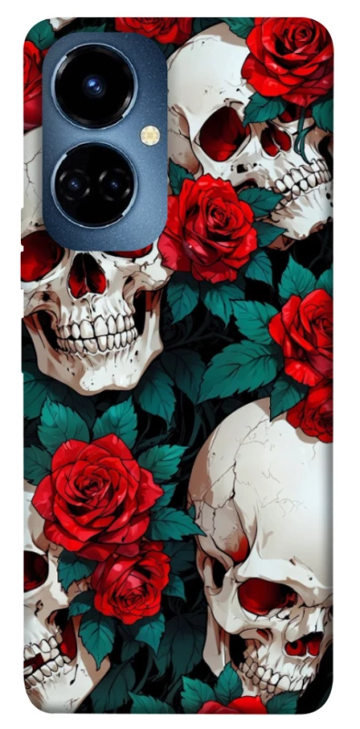 Чехол на TECNO Camon 19 Pro skull and rose фото 1 из 1