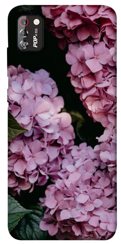 Чехол на TECNO POP 4 Pro Розовые гартензии фото 1 из 1