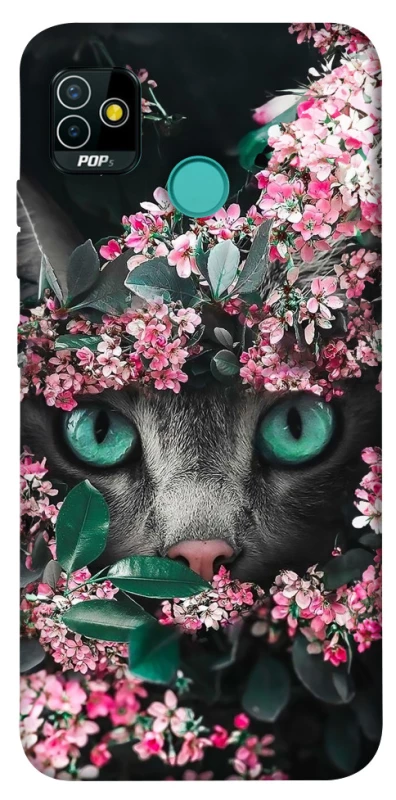 Чохол на TECNO POP 5 Кіт в квітах фото 1 з 1