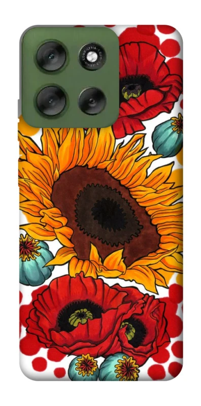Чехол на Motorola Moto G56 5G Подсолнечники и маки фото 1 из 1