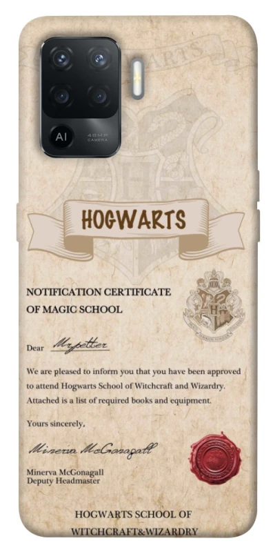 Чохол на Oppo Reno 5 Lite The Hogwarts acceptance letter фото 1 з 1