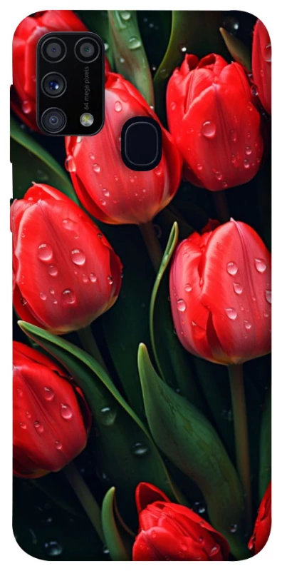 Чохол на Samsung Galaxy M31 Червоні тюльпани фото 1 Чохол на Samsung Galaxy M31 Червоні тюльпани фото 1 з 1