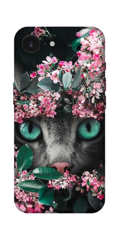 Чохол на Apple iPhone 16e (6.1") Кіт в квітах фото 1 з 1