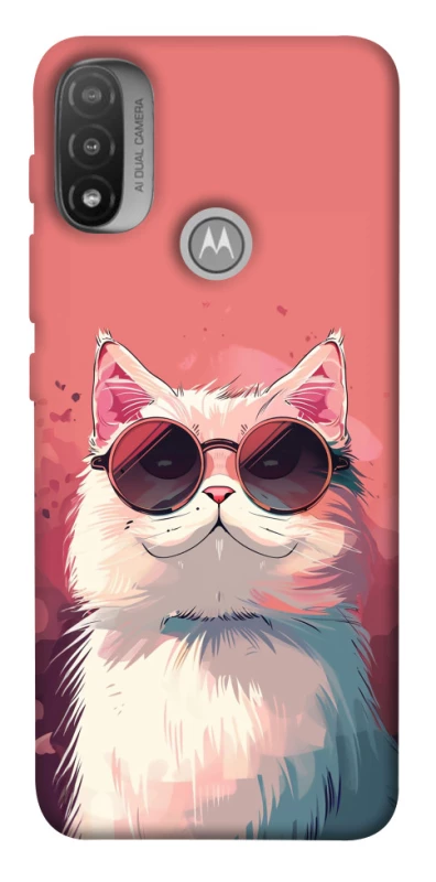 Чохол на Motorola Moto E20 Сat with glasses фото 1 з 1