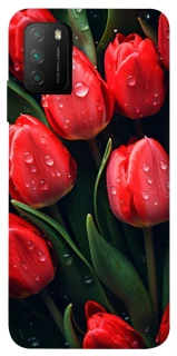 Чохол на Xiaomi Poco M3 Червоні тюльпани фото 1 з 1