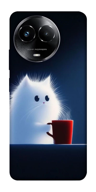 Чехол на Realme C67 4G Чехол кот с кофе фото 1 из 1