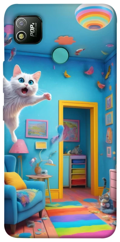 Чохол на TECNO POP 4 crazy cat фото 1 з 1