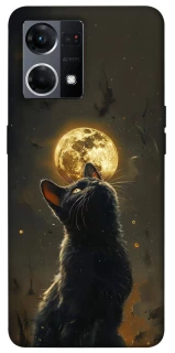 Чохол на Oppo Reno 7 4G Кіт під місяцем v2 фото 1 з 1