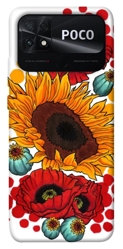 Чохол на Xiaomi Poco C40 Соняшники та маки фото 1 з 1