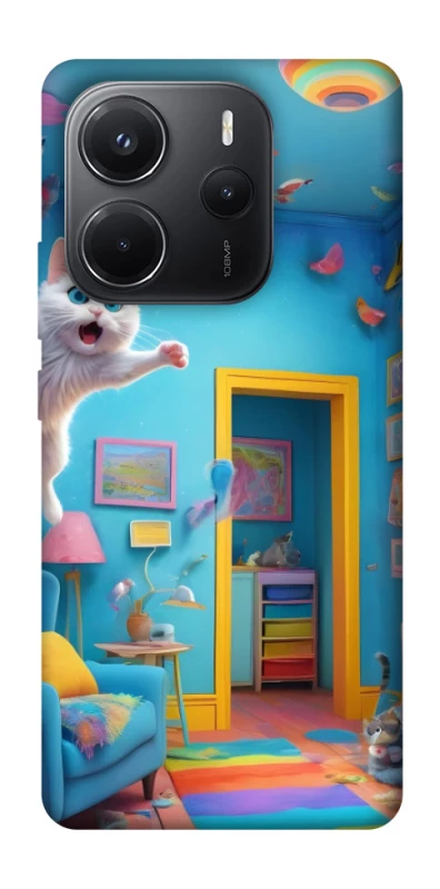 Чехол на Xiaomi Redmi Note 14 4G (Int. version) crazy cat фото 1 из 1