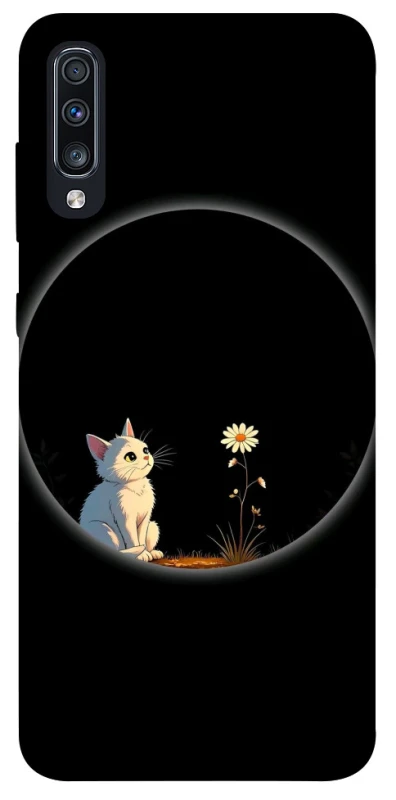 Чехол на Samsung Galaxy A70 (A705F) Cat and flower фото 1 из 1
