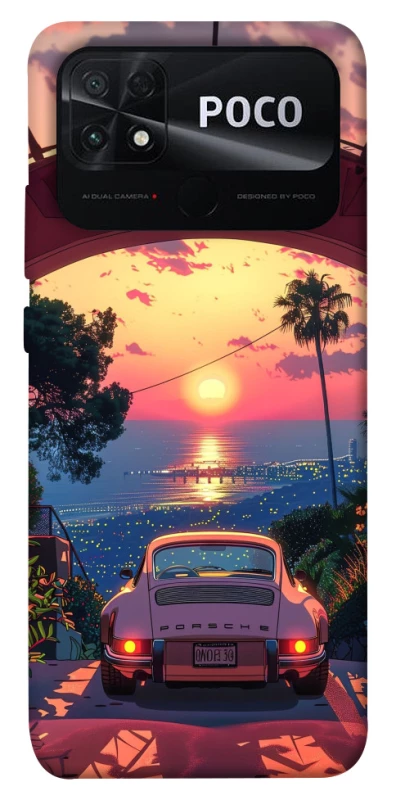 Чехол на Xiaomi Poco C40 Porsche at sunset фото 1 из 1