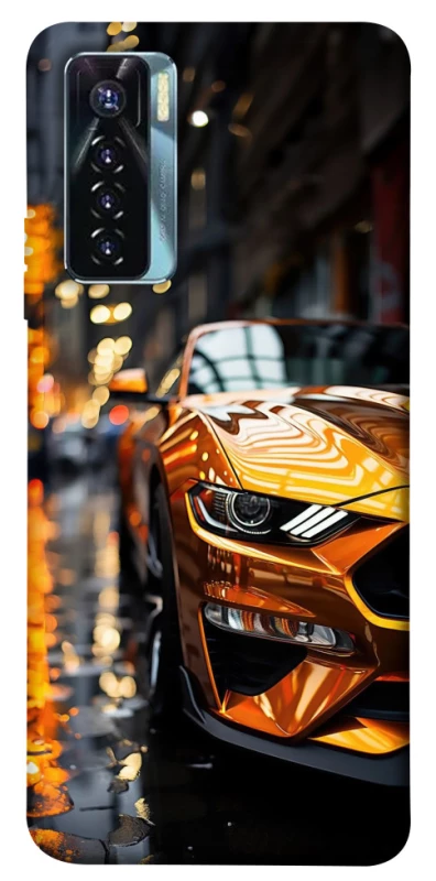 Чехол на TECNO Camon 17 Pro Golden sports car фото 1 из 1