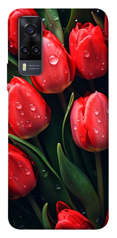 Чехол на Vivo Y31 Красные тюльпаны фото 1 из 1