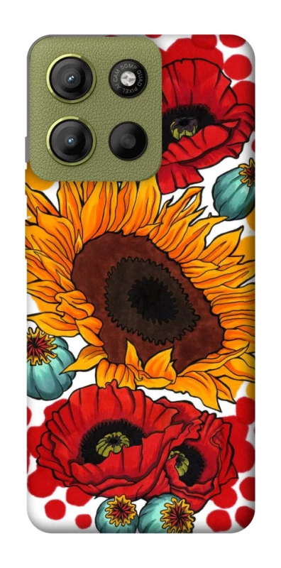 Чохол на Motorola Moto G15 4G Соняшники та маки фото 1 з 1