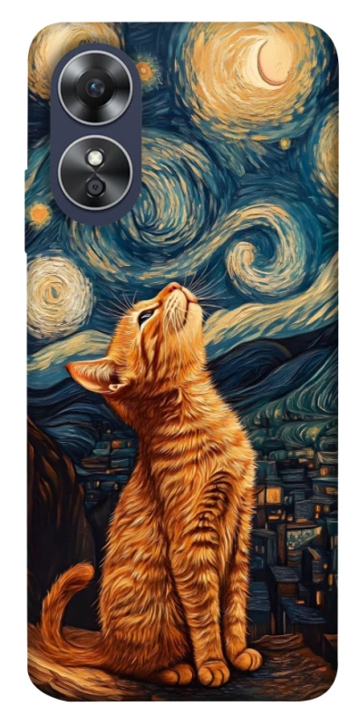 Чохол на Oppo A17 van gogh cat фото 1 з 1