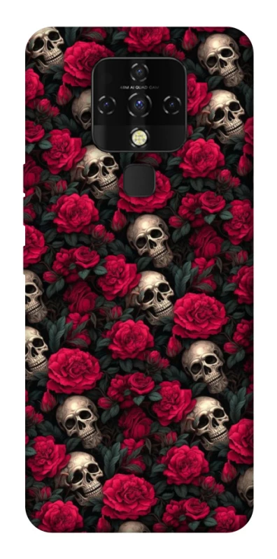Чехол на TECNO Camon 16 SE Черепа и розы фото 1 из 1