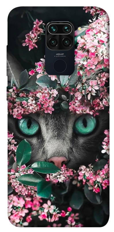 Чохол на Xiaomi Redmi Note 9 / Redmi 10X Кіт в квітах фото 1 з 1