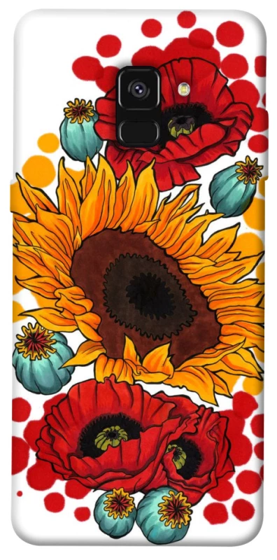 Чохол на Samsung A530 Galaxy A8 (2018) Соняшники та маки фото 1 з 1
