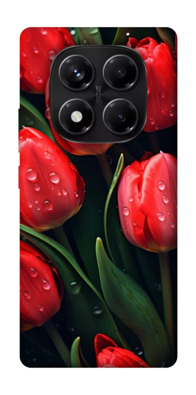 Чехол на Xiaomi Redmi Note 14 Pro 5G Красные тюльпаны фото 1 из 1