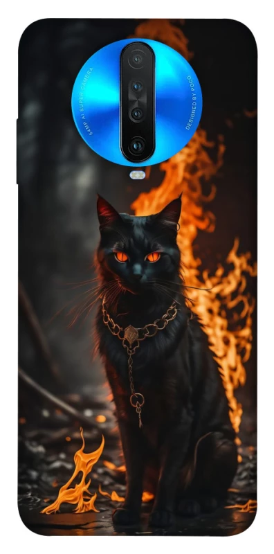 Чехол на Xiaomi Redmi K30 Огненный кот фото 1 из 1