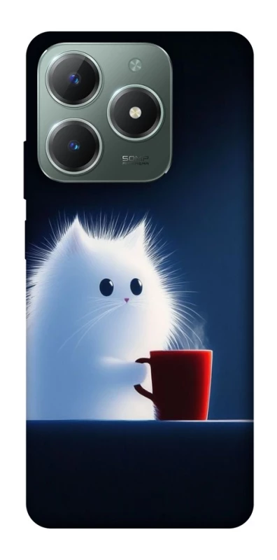 Чехол на Realme C61 Чехол кот с кофе фото 1 из 1