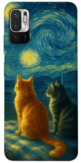 Чехол на Xiaomi Redmi Note 10 5G Cats under the stars фото 1 из 1