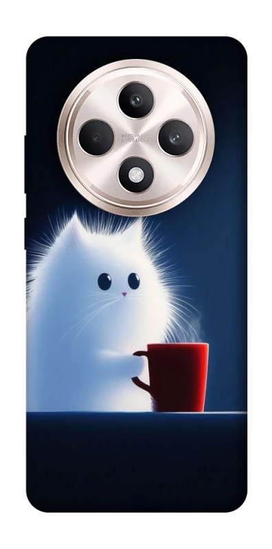 Чехол на Oppo Reno 12 F 4G/5G Чехол кот с кофе фото 1 из 1