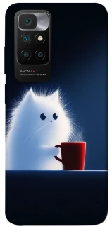Чехол на Xiaomi Redmi 10 Чехол кот с кофе фото 1 из 1