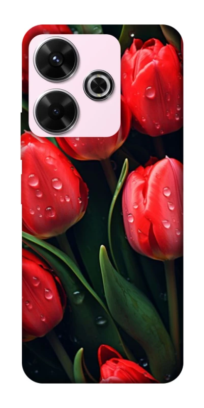 Чехол на Xiaomi Redmi 13 4G Красные тюльпаны фото 1 из 1