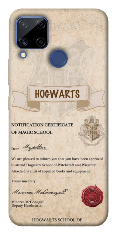 Чехол на Realme C15 The Hogwarts acceptance letter фото 1 из 1