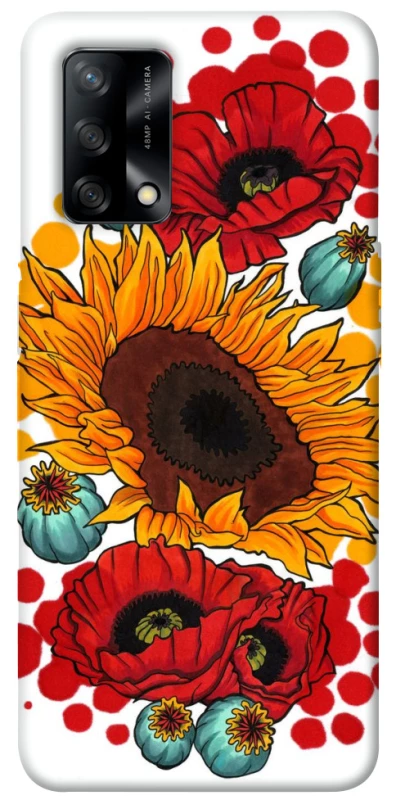 Чохол на Oppo A74 4G Соняшники та маки фото 1 з 1