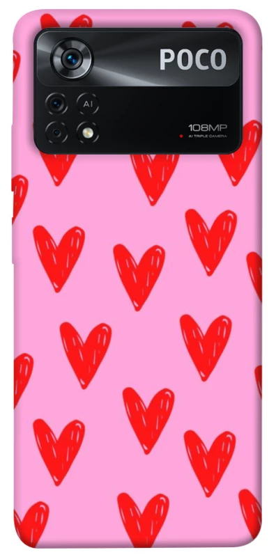 Чохол на Xiaomi Poco X4 Pro 5G Red hearts 2 фото 1 з 1