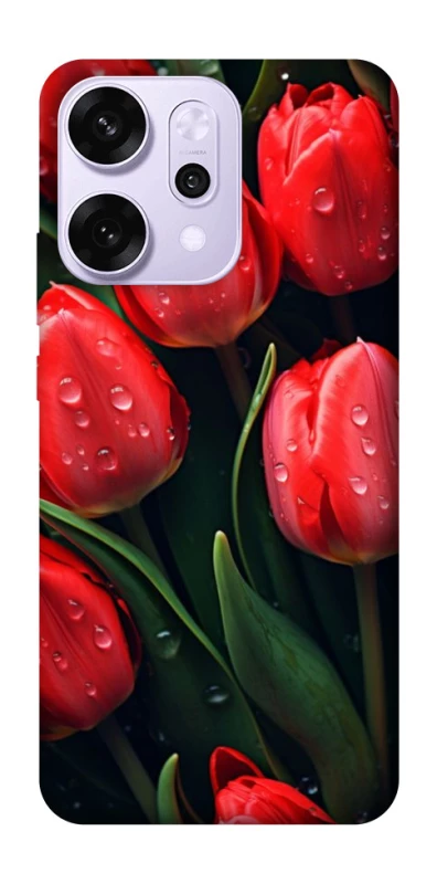 Чехол на Oppo Reno 14 Pro Красные тюльпаны фото 1 из 1