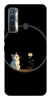 Чохол на TECNO Camon 17 Cat and flower фото 1 з 1