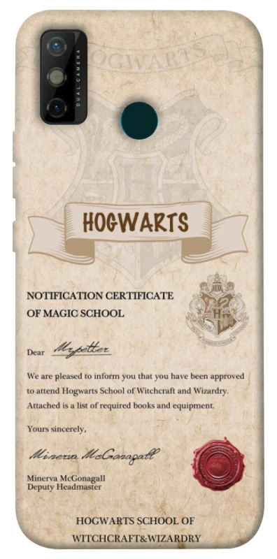 Чехол на TECNO Spark 6 Go The Hogwarts acceptance letter фото 1 из 1