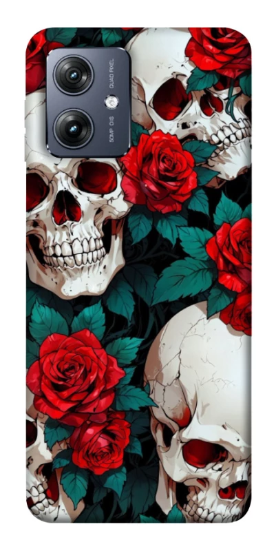 Чохол на Motorola Moto G54 skull and rose фото 1 Чохол на Motorola Moto G54 skull and rose фото 1 з 1