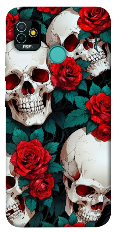 Чохол на TECNO POP 5 skull and rose фото 1 з 1