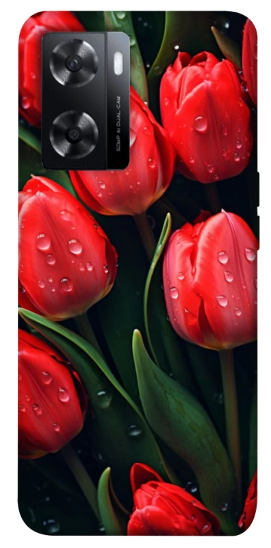Чохол на Oppo A57s Червоні тюльпани фото 1 з 1