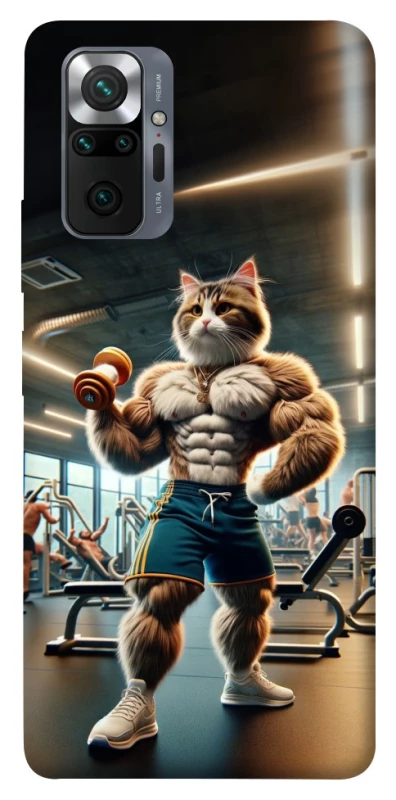 Чехол на Xiaomi Redmi Note 10 Pro Качок кот фото 1 из 1