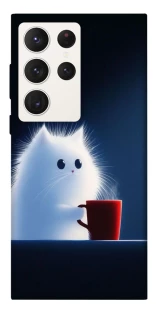 Чехол на Samsung Galaxy S23 Ultra Чехол кот с кофе фото 1 из 1