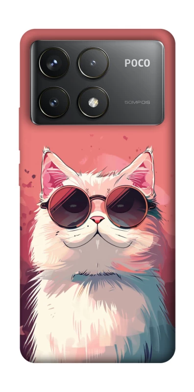 Чохол на Xiaomi Poco F6 Pro Сat with glasses фото 1 з 1