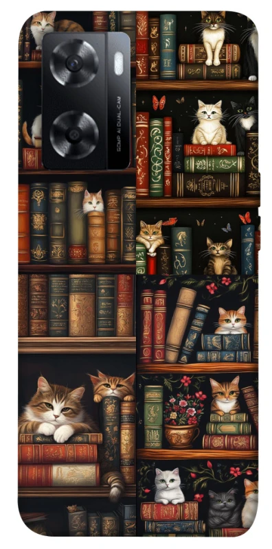 Чехол на Oppo A57s Cats & Books фото 1 из 1