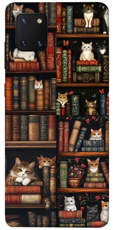 Чехол на Samsung Galaxy Note 10 Lite (A81) Cats & Books фото 1 из 1
