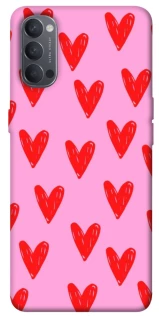 Чехол на Oppo Reno 4 Red hearts 2 фото 1 из 1