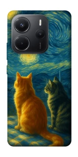 Чехол на Xiaomi Redmi Note 14 4G (Int. version) Cats under the stars фото 1 из 1