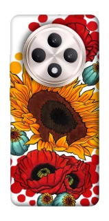 Чехол на Oppo Reno 12 F 4G/5G Подсолнечники и маки фото 1 из 1