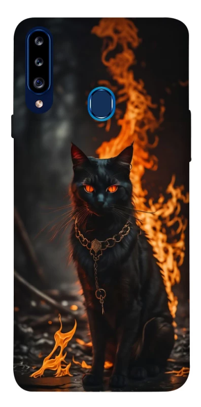 Чохол на Samsung Galaxy A20s Вогняний кіт фото 1 з 1