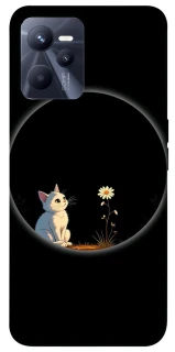 Чехол на Realme C35 Cat and flower фото 1 из 1